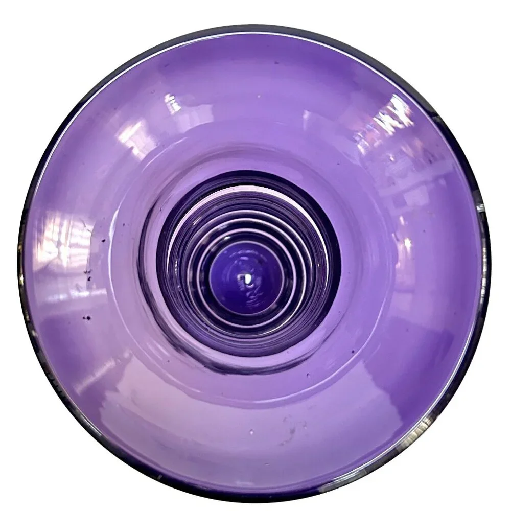 Ribbed Amethyst Purple Glass Tall Vase